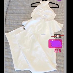 Pretty Little Thing White Open Back Jumpsuit Sz 8